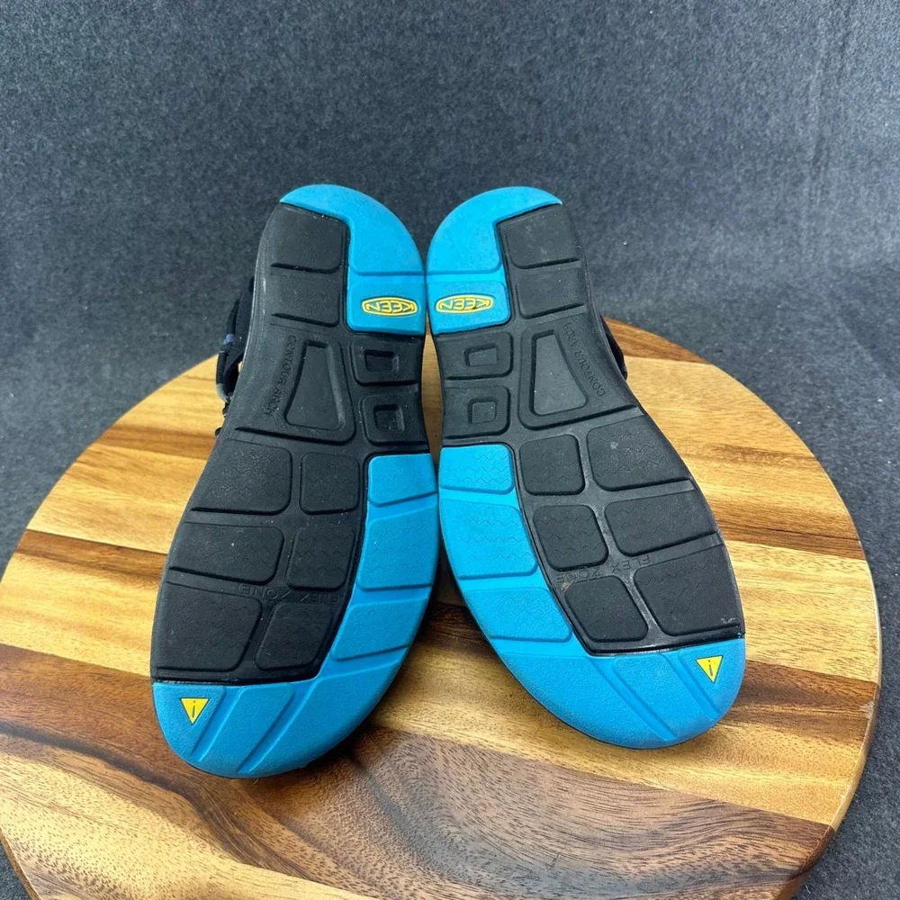 Keen Sandals Uneek Hiking Slip On Mens 10.5 Black Blue Braided Rope Cord 1014617